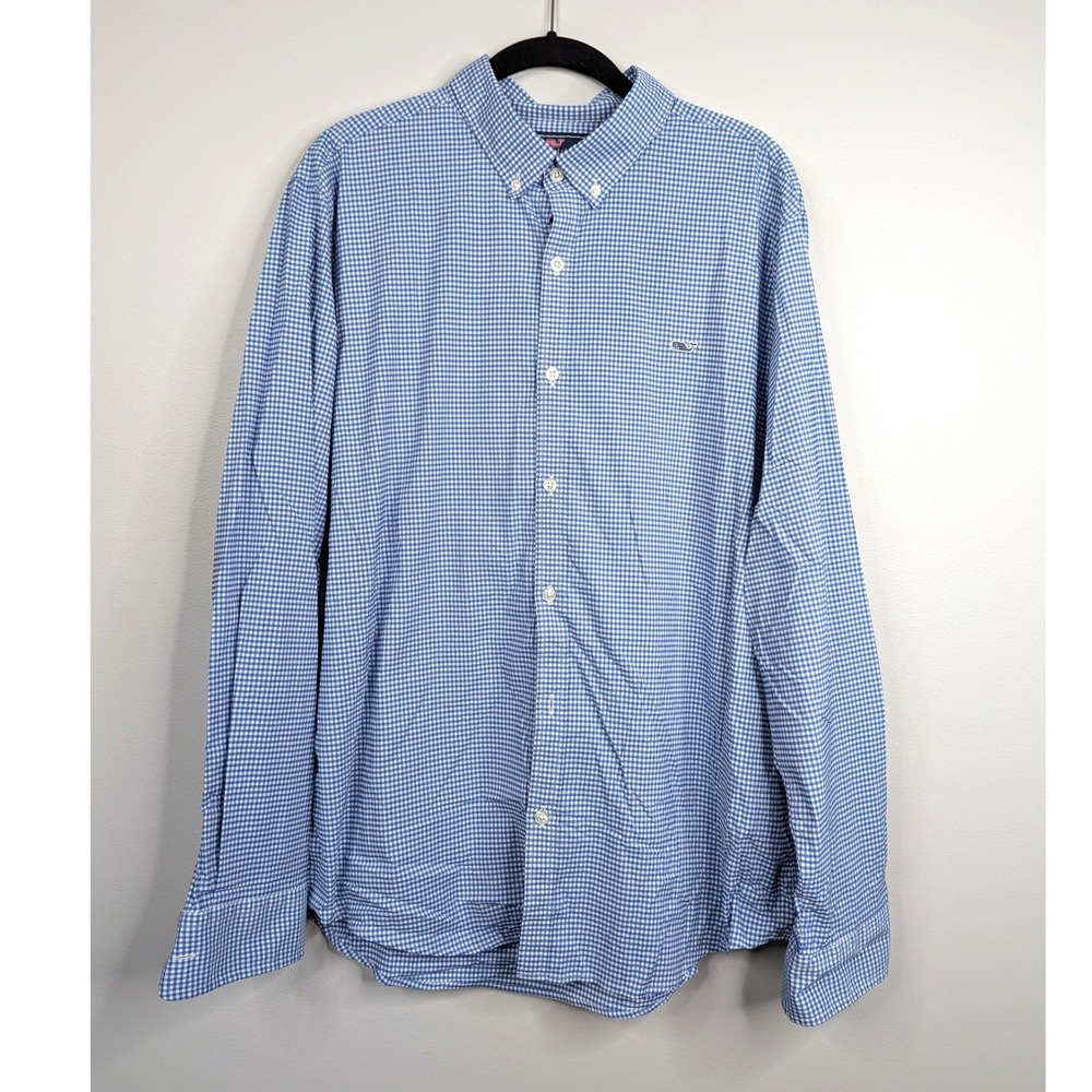 Vineyard Vines Button Down Mens XL Blue Gingham Excellent Slim Fit Whale Shirt